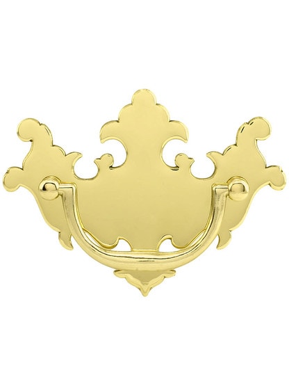 Colonial Chippendale Brass Bail Pull ‚Äì 3‚Äù Center-to-Center in Unlacquered Brass.